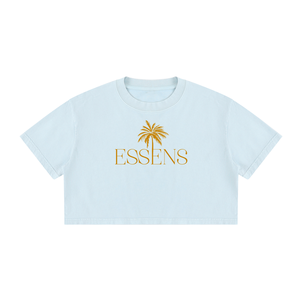 Women's Mineral Wash Cotton Crop T-Shirt ESSENS
