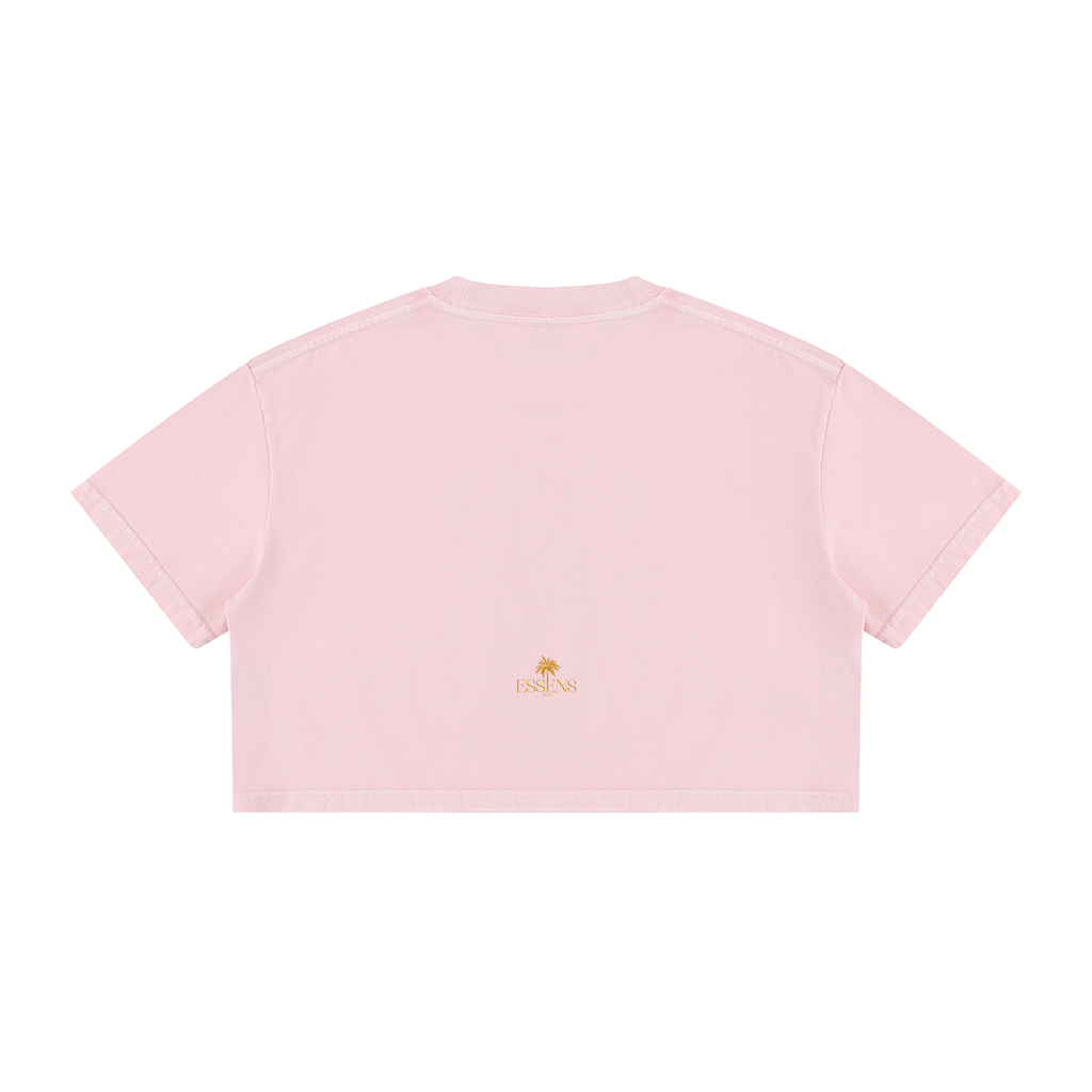 Women's Mineral Wash Cotton Crop T-Shirt ESSENS