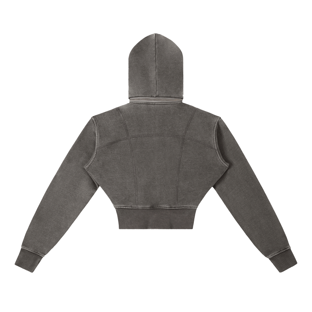 Vintage Washed Cropped Fleece Hoodie ESSENS