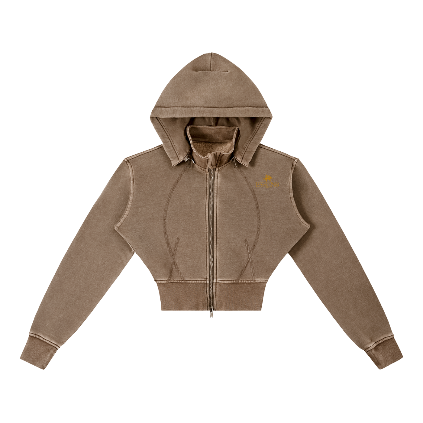 Vintage Washed Cropped Fleece Hoodie ESSENS