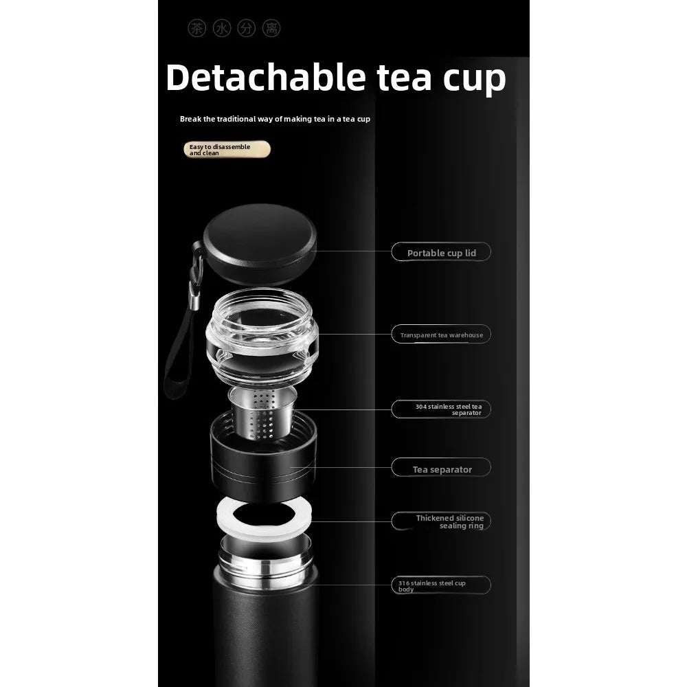 Multi-functional outdoor tea-water separation insulated cup, 316 stainless steel water cup