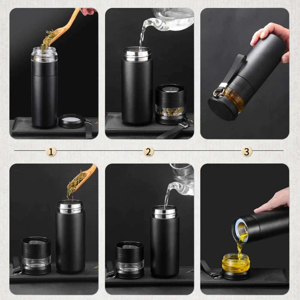 Multi-functional outdoor tea-water separation insulated cup, 316 stainless steel water cup