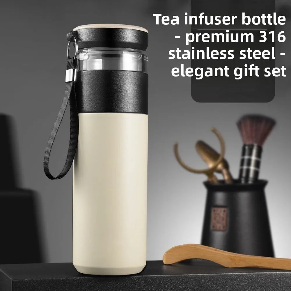 Multi-functional outdoor tea-water separation insulated cup, 316 stainless steel water cup