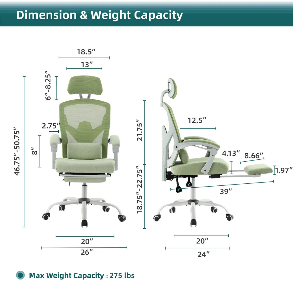 Gaming Chair Computer Desk Swivel Rolling  Lumbar Support Pillow