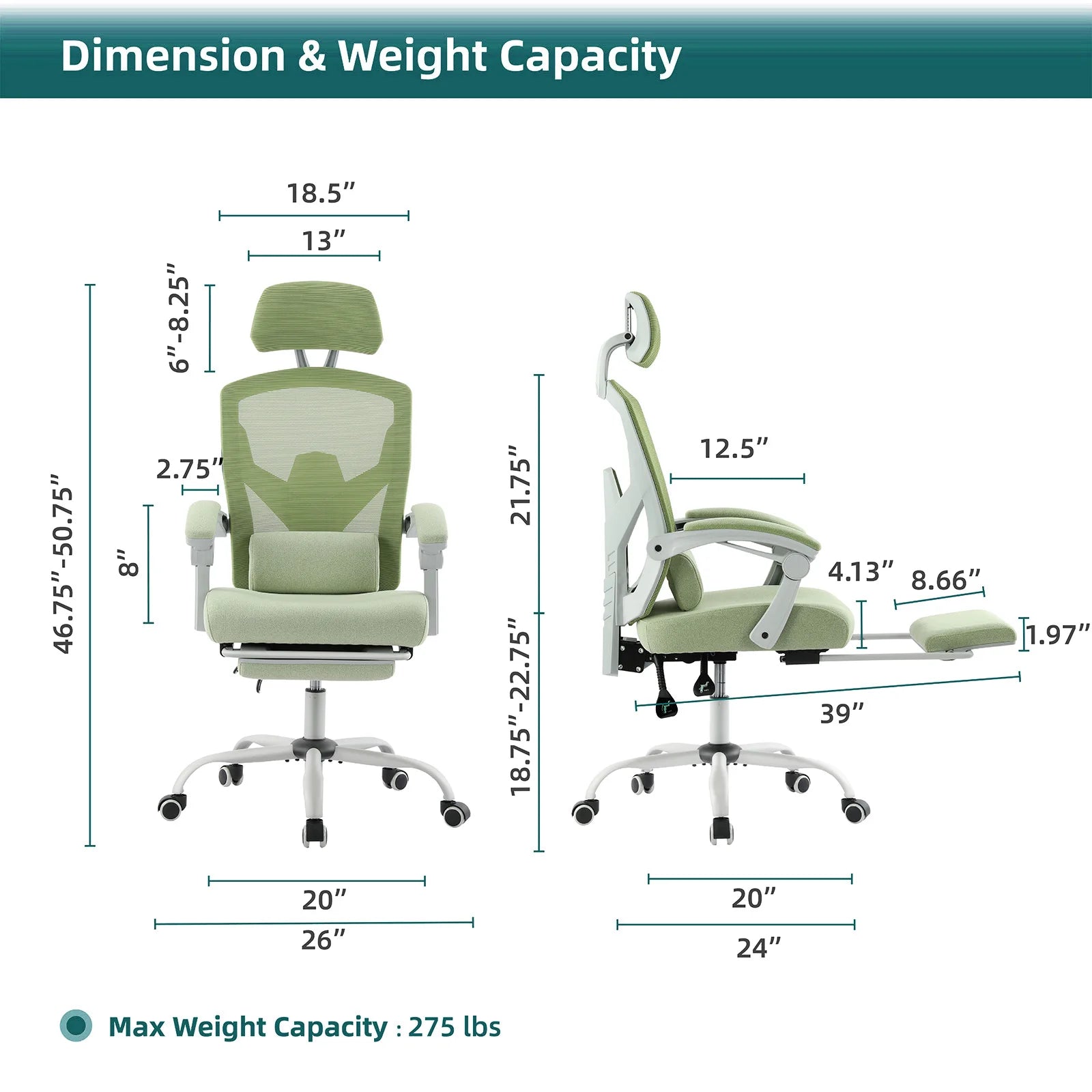 Gaming Chair Computer Desk Swivel Rolling  Lumbar Support Pillow