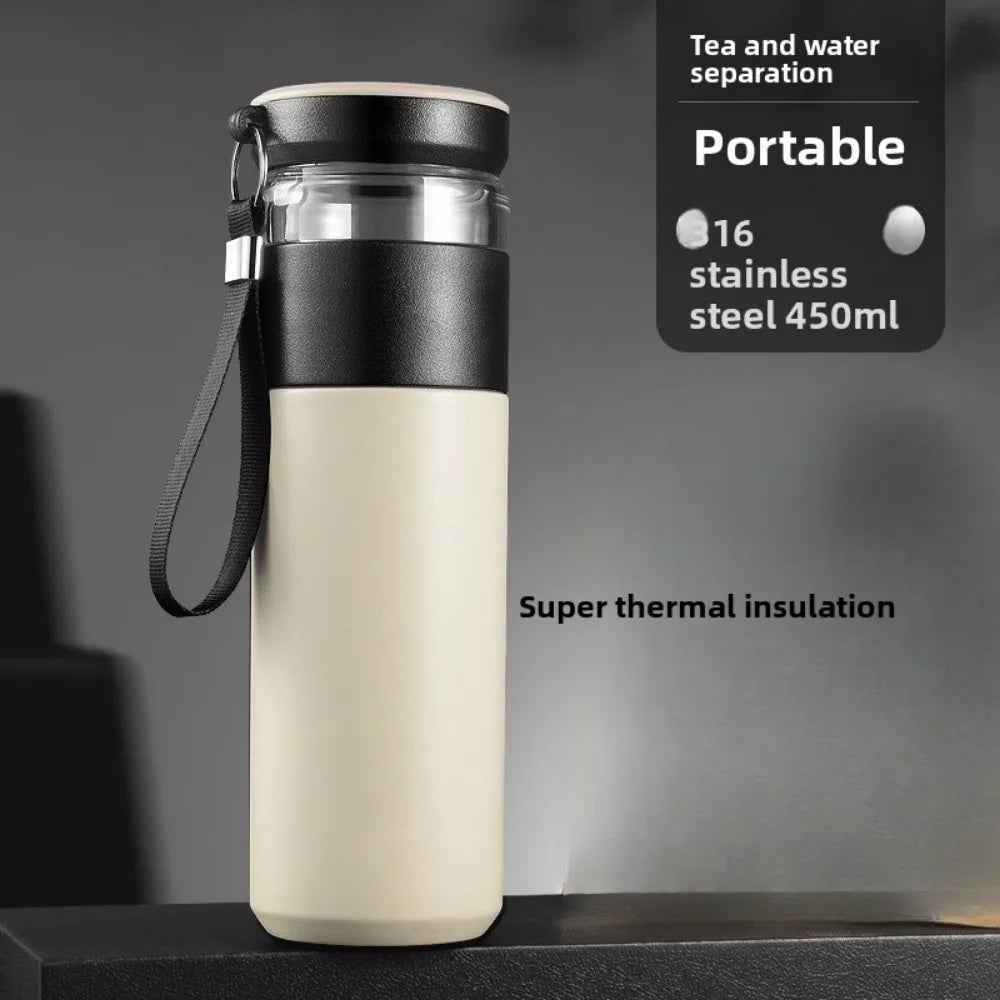 Multi-functional outdoor tea-water separation insulated cup, 316 stainless steel water cup
