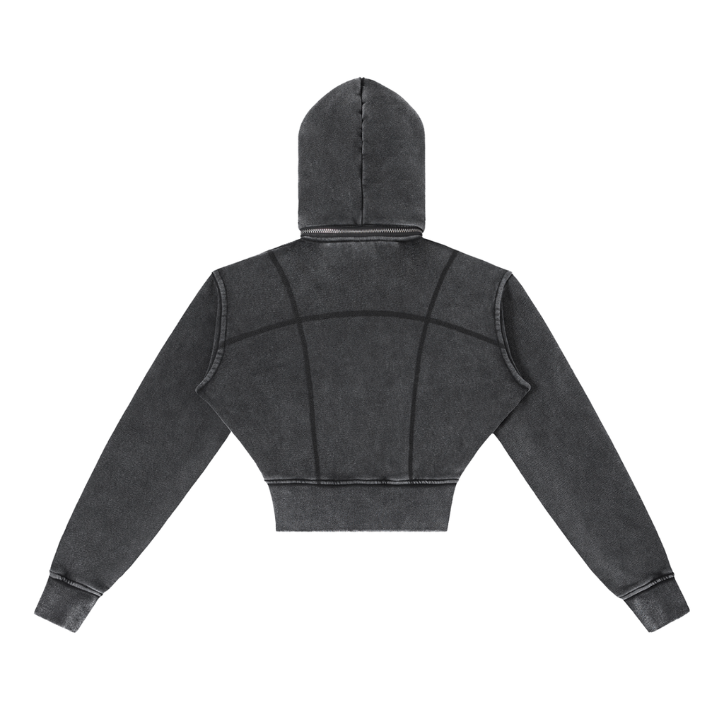 Vintage Washed Cropped Fleece Hoodie ESSENS