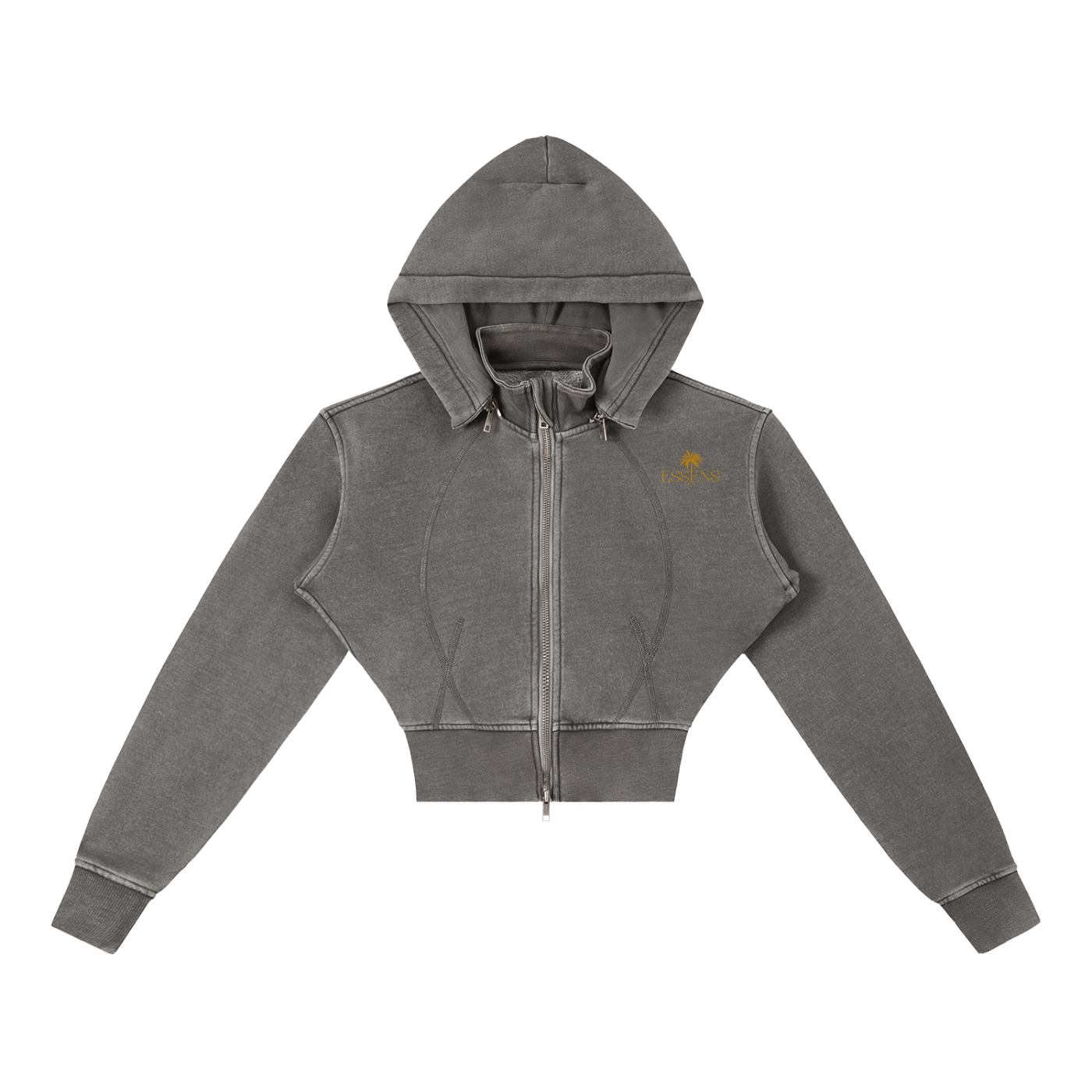 Vintage Washed Cropped Fleece Hoodie ESSENS